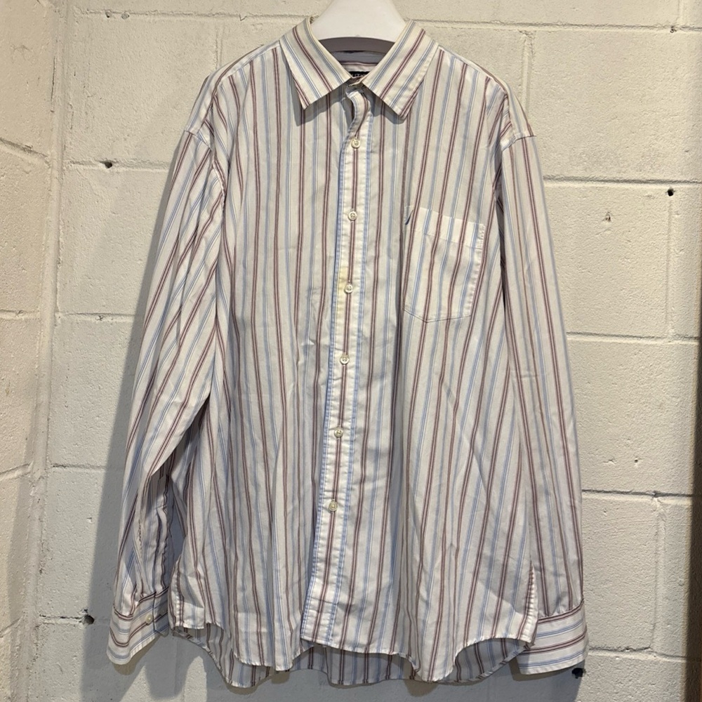 Nautica Multi-Striped Shirt Cream, Blue, Red long sleeve